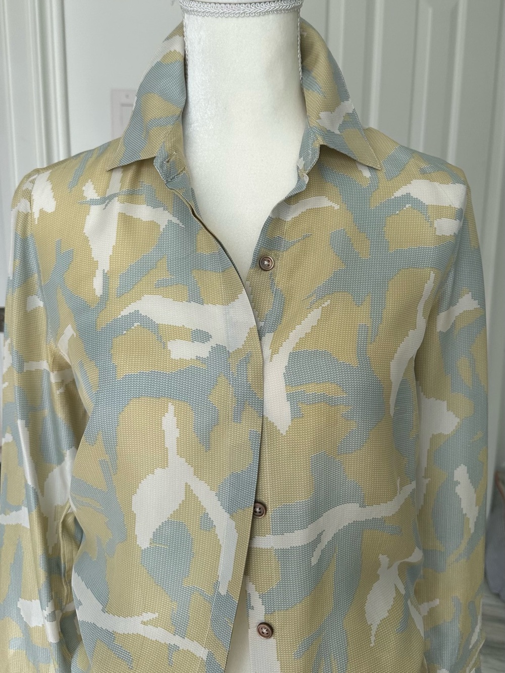 Minnie Rose Silk Button-Up Blouse